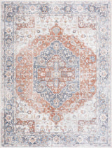 Akram Gray & Orange Washable Area Rug - Clearance - Ornate Home