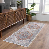 Akram Gray & Orange Washable Area Rug - Clearance - Ornate Home