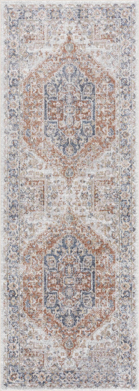 Akram Gray & Orange Washable Area Rug - Clearance - Ornate Home