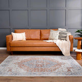 Akram Gray & Orange Washable Area Rug - Clearance - Ornate Home