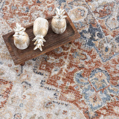 Akram Gray & Orange Washable Area Rug - Clearance - Ornate Home