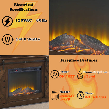 Aksel Walnut Entertainment Center w/Fireplace - Ornate Home