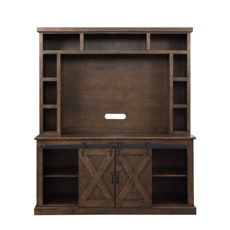 Aksel Walnut Entertainment Center w/Fireplace - Ornate Home