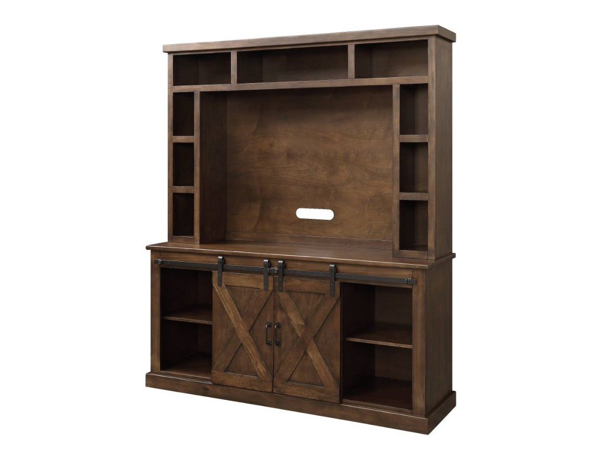 Aksel Walnut Entertainment Center w/Fireplace - Ornate Home