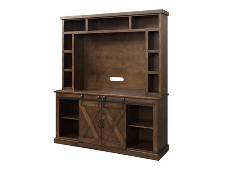 Aksel Walnut Entertainment Center w/Fireplace - Ornate Home