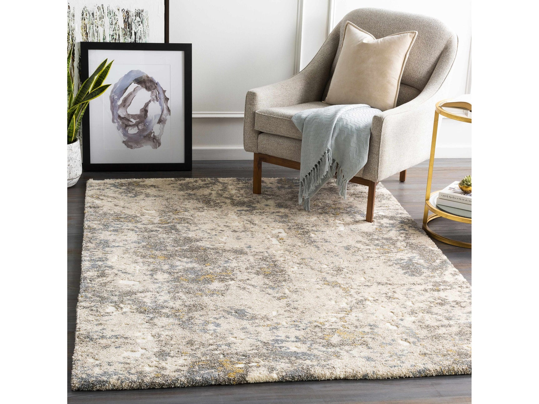 Alabaster Abstract Thick Luxe Rug - Ornate Home