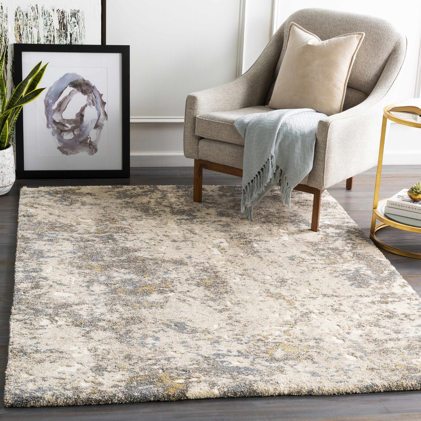 Alabaster Abstract Thick Luxe Rug - Ornate Home