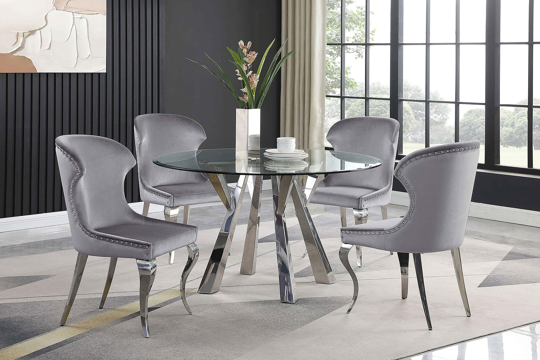 Alaia Chrome Round Dining Room Table - Ornate Home