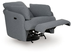 Alainmont Next-Gen Nuvella Salt and Pepper Swivel Power Recliner - Ornate Home