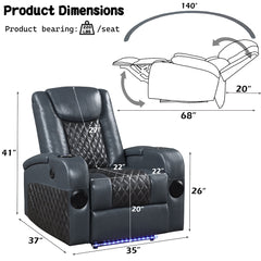 Alair Black Recliner - Ornate Home