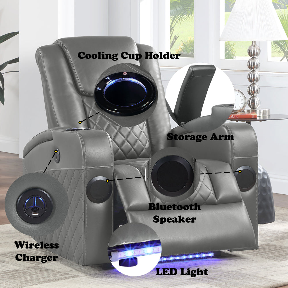 Alair Dark Gray Recliner - Ornate Home