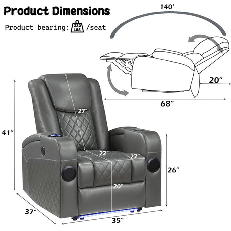 Alair Dark Gray Recliner - Ornate Home