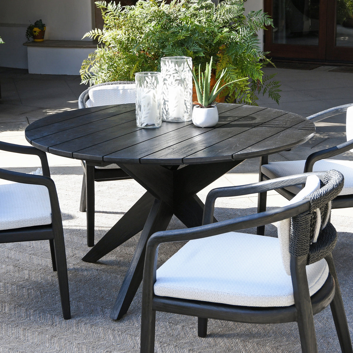 Alameda Black Outdoor Round Dining Table - Ornate Home
