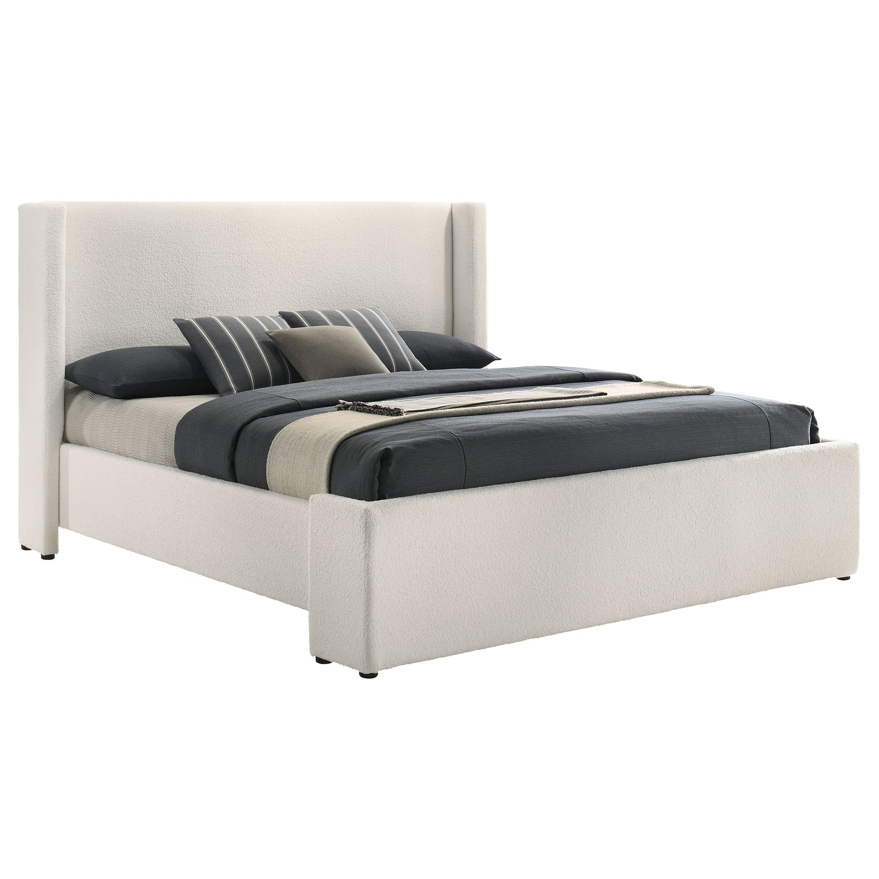 Alamosa White Eastern King Upholstered Panel Bed - Ornate Home