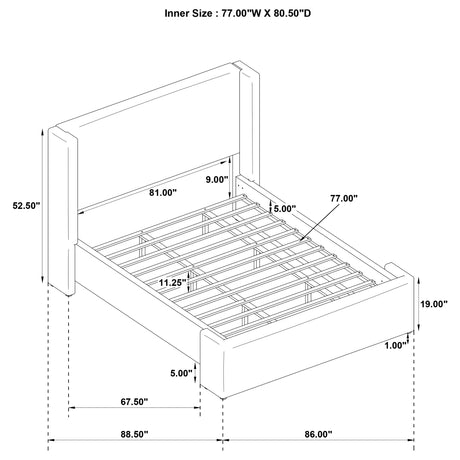 Alamosa White Eastern King Upholstered Panel Bed - Ornate Home