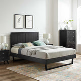 Alana Black Wood Full Platform Bed With Angular Frame - Ornate Home