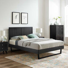 Alana Black Wood Full Platform Bed With Angular Frame - Ornate Home