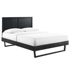 Alana Black Wood Full Platform Bed With Angular Frame - Ornate Home