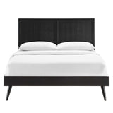 Alana Black Wood Full Platform Bed With Splayed Legs - Ornate Home