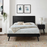 Alana Black Wood Queen Platform Bed With Splayed Legs - Ornate Home