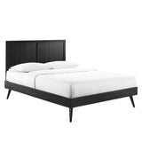 Alana Black Wood Queen Platform Bed With Splayed Legs - Ornate Home