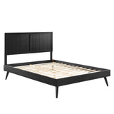 Alana Black Wood Queen Platform Bed With Splayed Legs - Ornate Home