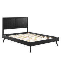 Alana Black Wood Queen Platform Bed With Splayed Legs - Ornate Home