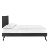 Alana Black Wood Queen Platform Bed With Splayed Legs - Ornate Home
