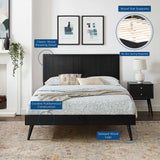 Alana Black Wood Queen Platform Bed With Splayed Legs - Ornate Home