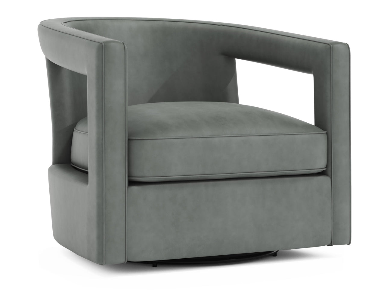 Alana Grey Leather Swivel Chair (Low-Profile Back) - Ornate Home
