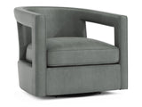 Alana Grey Leather Swivel Chair (Low-Profile Back) - Ornate Home