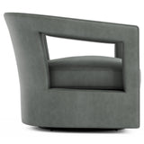 Alana Grey Leather Swivel Chair (Low-Profile Back) - Ornate Home