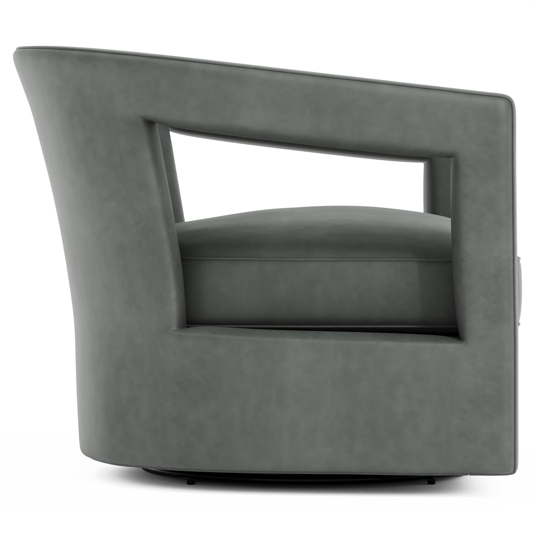Alana Grey Leather Swivel Chair (Low-Profile Back) - Ornate Home