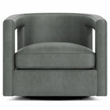 Alana Grey Leather Swivel Chair (Low-Profile Back) - Ornate Home