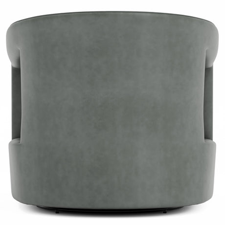 Alana Grey Leather Swivel Chair (Low-Profile Back) - Ornate Home