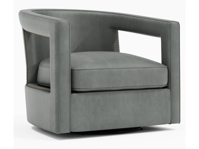 Alana Grey Leather Swivel Chair - Ornate Home