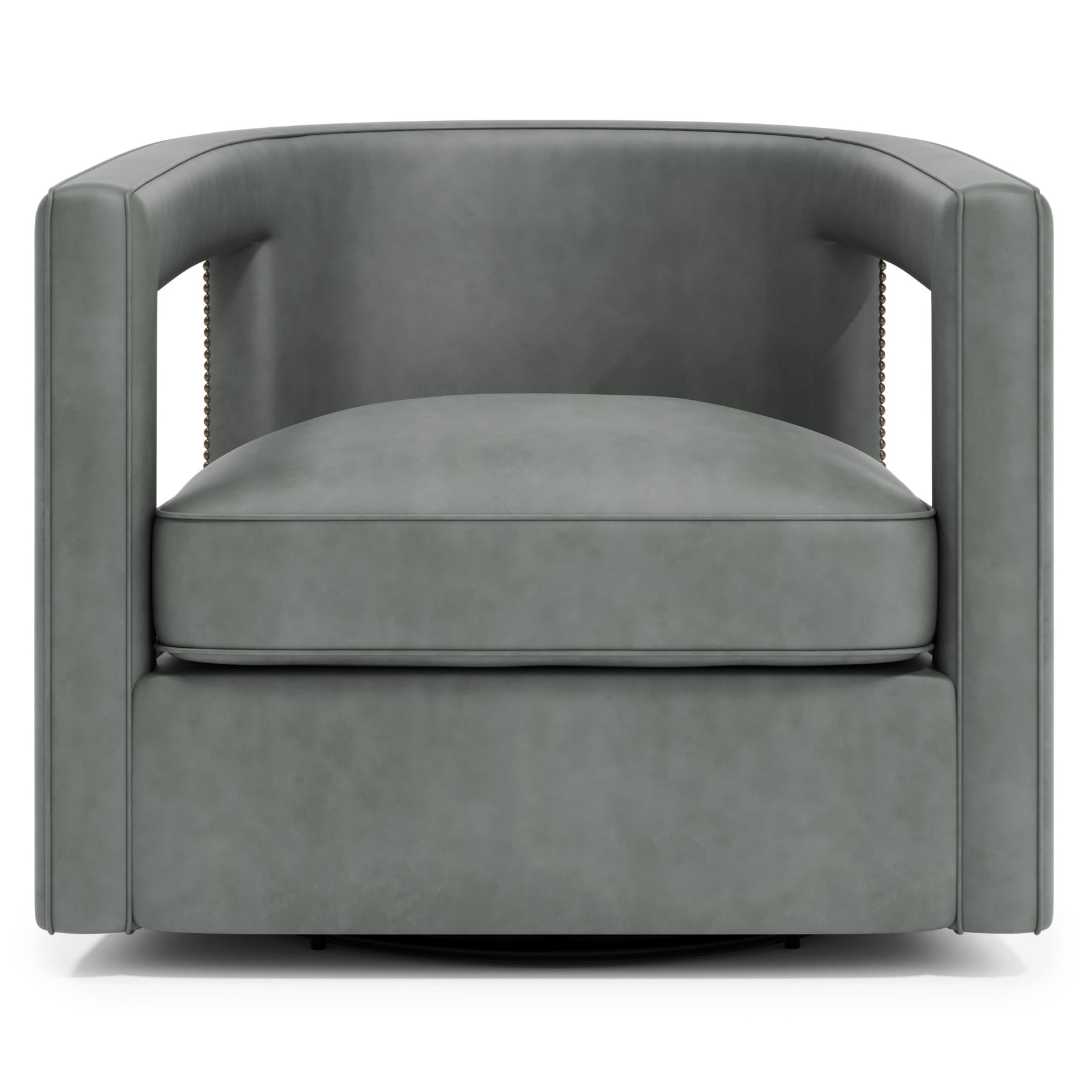 Alana Grey Leather Swivel Chair - Ornate Home