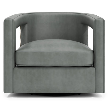 Alana Grey Leather Swivel Chair - Ornate Home
