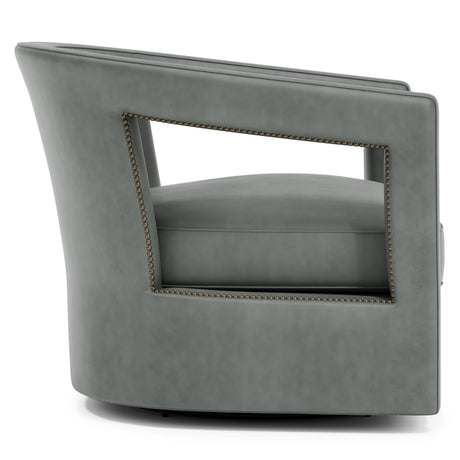 Alana Grey Leather Swivel Chair - Ornate Home
