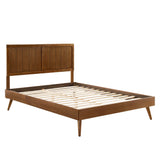 Alana Walnut Wood Full Platform Bed With Splayed Legs - Ornate Home