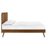 Alana Walnut Wood Full Platform Bed With Splayed Legs - Ornate Home