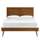 Alana Walnut Wood Full Platform Bed With Splayed Legs - Ornate Home