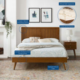 Alana Walnut Wood Full Platform Bed With Splayed Legs - Ornate Home