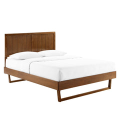 Alana Walnut Wood King Platform Bed With Angular Frame - Ornate Home