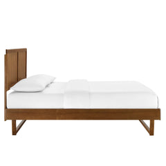 Alana Walnut Wood King Platform Bed With Angular Frame - Ornate Home