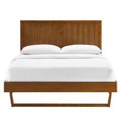 Alana Walnut Wood King Platform Bed With Angular Frame - Ornate Home