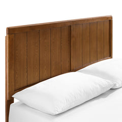 Alana Walnut Wood King Platform Bed With Angular Frame - Ornate Home