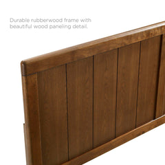 Alana Walnut Wood King Platform Bed With Angular Frame - Ornate Home