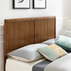 Alana Walnut Wood King Platform Bed With Angular Frame - Ornate Home