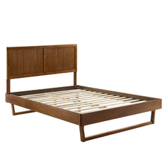 Alana Walnut Wood Queen Platform Bed With Angular Frame - Ornate Home